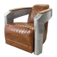Chaise de club de loisirs d'aviateur d'avions en cuir de grain supérieur de loft moderne de style campagnard français