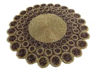 Hecho a mano en India, Mantel Individual adornado con cuentas de semillas de moda, accesorios de bordado de moda, diseño de cuentas - Product Image 3