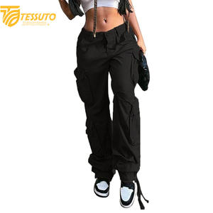 Pantalones cargo de talle alto para mujer Vaqueros elegantes de talle alto - Product Image 1