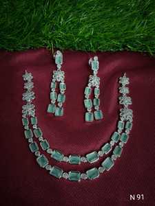 AMERICAN DIAMOND BRIDAL NECKLACE SET and HIGH QUALITY & CLASSIC EARRINGS <b>JEWELLERY</b> SET for WEDDING <b>JEWELLERY</b> CLASSIC STYLE WOMEN - Product Image 2