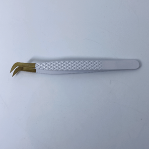 แหนบคีบขนตาแบบตรงและโค้งงอสีขาวและสีทองทำจากสเตนเลสคุณภาพดี - Product Image 3