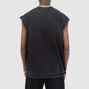 Verano de alta calidad hombres sin mangas Vintage ácido lavado 100% algodón camisetas sin mangas logotipo personalizado Fitness Streetwear sin mangas impreso - Product Image 4