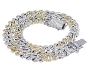 Cadena de eslabones cubanos de Miami de dos tonos hecha a mano en plata esterlina S925 Moissanite Diamond Iced Out Hip Hop Collar para hombres - Product Image 2