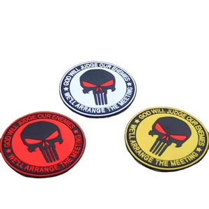 Patchs tactiques en caoutchouc PVC personnalisés, motif crâne Punisher, en relief 3D, écologiques, motif fleur et cœur, pour vestes, gilets, chapeaux, Dieu jugera - Product Image 1