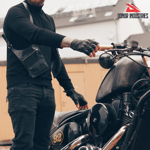 Gants de moto en cuir de chèvre sans doigts pour hommes avec écran tactile Produit de meilleure qualité Gants de moto - Product Image 3