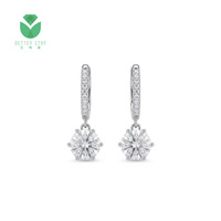 Boucles d'oreilles pendantes en or blanc 14K 18K avec diamant de laboratoire taille brillant rond 1ct D VVS certifié IGI pour femme