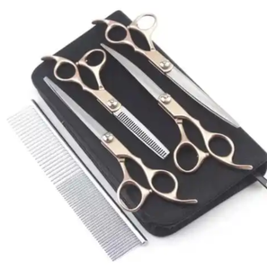 Tijeras profesionales de acero inoxidable para aseo de mascotas, herramienta de aseo para perros con puntas redondas de seguridad, Kit de tijeras para el cuidado de perros - Product Image 6