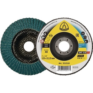 Disques à lamelles KLINGSPOR SMT 324 Extra 125 mm, grain 40, INOX, zircone, corindon, lot de 10 pour meules plates - Product Image 1