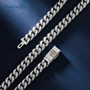 Chaîne à maillons cubains en argent sterling 925 plaqué or 14 carats 10mm avec lettres anglaises anciennes Bijoux en moissanite pour hommes - Product Image 6