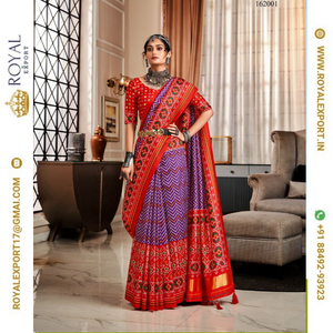 Nuevo diseñador exclusivo Pure Tusser Patola con estampado de Patola y Lagadi Patta Pallu Saree Fabricante por Royal Export en Surat - Product Image 3