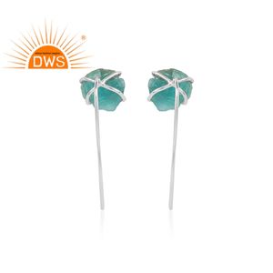 ต่างหูพลอยอะพาไทต์หยาบแบบละเอียดทำจากเงินสเตอริ่งเหมาะสำหรับเป็นของขวัญสำหรับผู้หญิง - Product Image 3