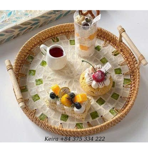 Plateau en rotin nacre écologique, plateau décoratif en coquille de rotin pour la décoration de la maison, Vietnam - Product Image 4