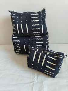 Set Of 3 Cotton Quilted <b>Makeup</b> Bag & <b>Organizer</b> Cotton Toiletry <b>Case</b> Travel Bag Printed <b>Makeup</b> Bag Toiletries <b>Organizer</b> Bag - Product Image 4