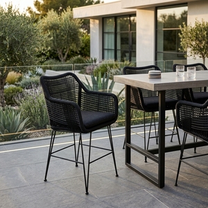 Nueva silla de salón moderna, minimalista, duradera, de metal y ratán sintético, impermeable, para jardín, muebles de exterior para casa, hotel, villa, patio. - Product Image 4
