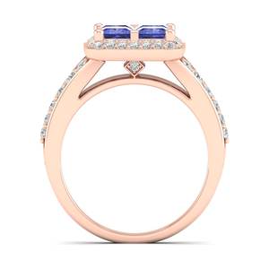 Anillo de Compromiso de Oro Sólido de 14k con Diamante Certificado por IGI, Corte Princesa, 1.56 Ct, Tanzanita, Joyería, Precio al por Mayor REYES - Product Image 4