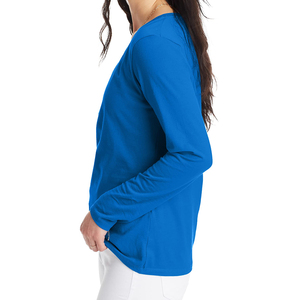 Women's Red Long Sleeve V-Neck Knitted T-Shirt Cotton Blouse for Hospital <b>Scrub</b> <b>Tops</b> - Product Image 6