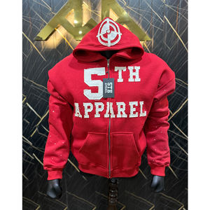 Sweat à capuche zippé brodé pour homme, effet délavé, en molleton de coton épais de haute qualité, prix raisonnable - Product Image 6