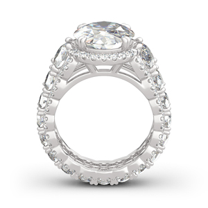 Bague de fiançailles Jeulia Halo en argent sterling à coupe ovale - Style classique religieux avec pierre précieuse - Product Image 3