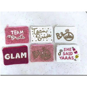 2024 Offre Spéciale Chic perlé maquillage sac Mini porte-monnaie avec fermeture à glissière gland motif toile matériel grand cadeau Style amour - Product Image 2