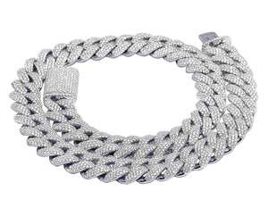 Chaîne à maillons cubains en or blanc 10 carats de haute qualité avec diamants cultivés en laboratoire classique collier Hip Hop glacé bijoux pour hommes - Product Image 1