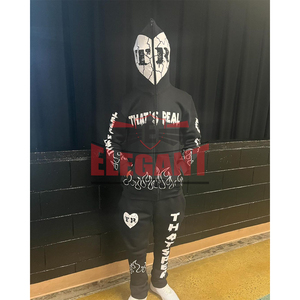 Chándal con cremallera completa personalizado, conjuntos de Sudadera con capucha y pantalones, pantalones de chándal acampanados pesados con logotipo personalizado y chándal con cremallera completa para hombre - Product Image 2