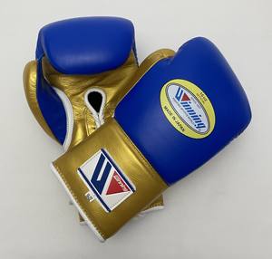 ถุงมือมวยหนังแท้เชือกสีฟ้าสีทองปรับแต่งได้อุปกรณ์ฝึกซ้อมชั้นนำสำหรับการต่อสู้และศิลปะการต่อสู้ - Product Image 1