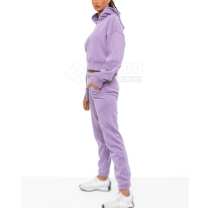 Conjunto de Sudadera con Capucha para Mujer, 100% Algodón, Transpirable, de Secado Rápido, Estilo Urbano, Color Sólido, con Cintura Elástica y Bolsillos Laterales, Corte Regular - Product Image 2