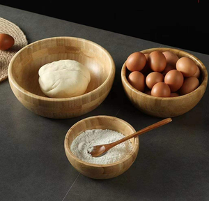 Ensemble de service léger en bois d'acacia poli de 7 pouces, vaisselle naturelle pour la cuisine, pour salade, soupe, céréales, fruits par MULTI CRAFT - Product Image 3