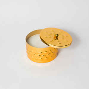 <b>Decorative</b> Handcrafted Round Shaped Hammered Gold Metal Candle <b>Jar</b> with Lid in Bulk Price - Product Image 3
