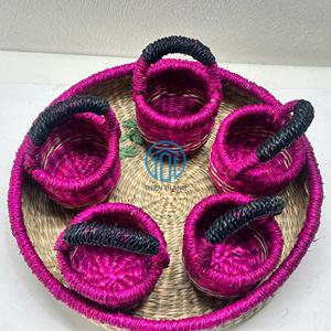 ถาดหญ้าทะเลทอมือพร้อมตะกร้าของขวัญขนาดเล็กสำหรับตกแต่งบ้านหรือบรรจุภัณฑ์เทศกาลรอมฎอนวันหยุดผลิตในเวียดนาม - Product Image 1