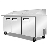 Table de préparation réfrigérée commerciale pour sandwichs et salades, plan de travail en acier inoxydable, réfrigérateur avec bacs