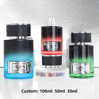 Flacon de parfum cylindrique de luxe en verre 30ml/50ml, base lourde, vide, avec boîte et sérigraphie
