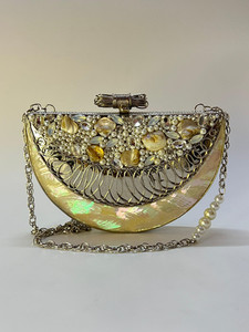 Bolso de mano de latón real y nácar, perfecto para ocasiones especiales, exquisito bolso de mano de latón y nácar para mujer - Product Image 3