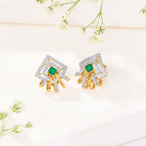 Boucles d'oreilles pendantes en or 14 carats avec péridot taille princesse pour femme, plaquées or rose et or blanc - Product Image 1