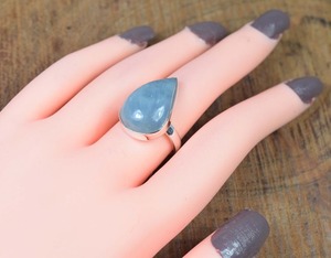 Anillo fino de Plata de Ley 925 hecho a mano, piedra lunar azul Natural, piedra preciosa, joyería estampada sólida - Product Image 3
