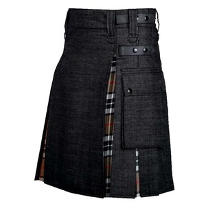 Disfraz de Kilt Escocés Unisex Híbrido Hecho de Material de Mezclilla de Tartán Camel Thomson, Protección UV para las Fiestas de Año Nuevo - Product Image 3