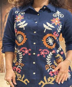 RICH LOOK COTTON EMBROIDERY WORK CO-ORD SET FESTIVE <b>WEAR</b> QUICK DRY IN-STOCK for <b>WOMEN</b> ETHNIC GARMENT MULTI COLOR - Product Image 2