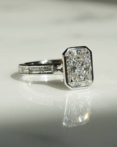 Anillos de compromiso de diamantes cultivados en laboratorio de corte radiante de 4 quilates para mujer en plata 925 10K 14K 18K oro sólido - Product Image 2