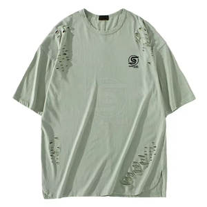 T-shirts pour hommes en coton 100% de dernière génération, couleur unie, taille adulte, coupe ample, imprimé, délavé - Product Image 1