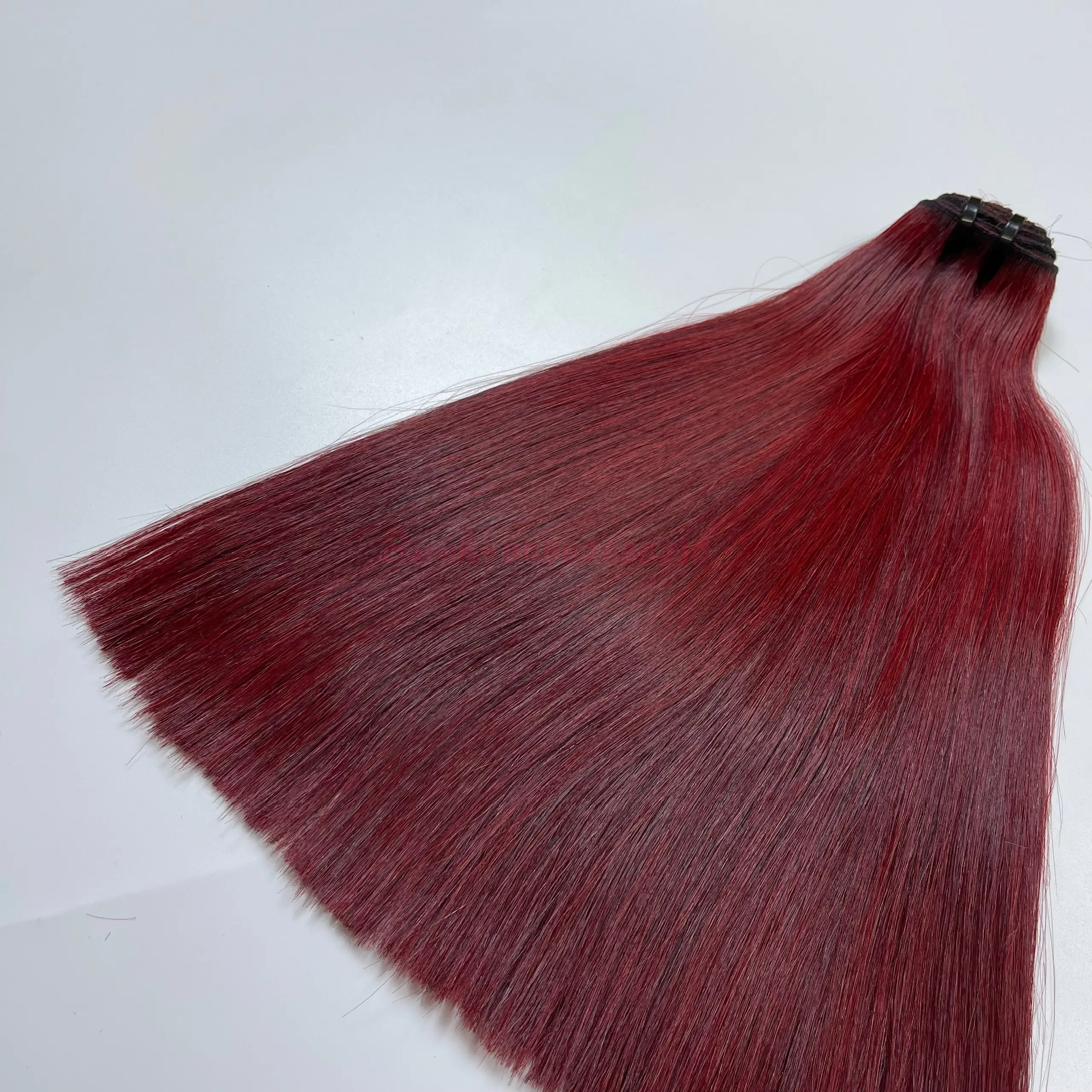 SDD Red wine bone straight machine weft bundle Viet Nam human hair red wine color hair extension