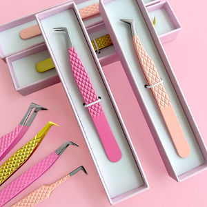 45 75 90 Degrees <b>Lash</b> Tweezers Custom Logo Volume <b>Lash</b> Extension <b>Cluster</b> <b>Lashes</b> Fiber Tip Tweezers for Eyelash Extension - Product Image 2