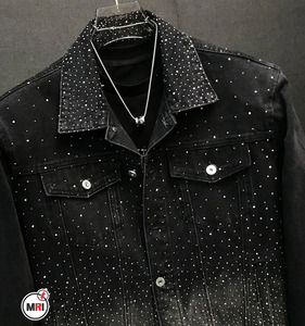 Transpirable MRI Group Chaqueta de mezclilla elegante para hombre Versión de solapa suelta con hombreras Manga larga Casual Chic Prendas de abrigo Fleece - Product Image 4