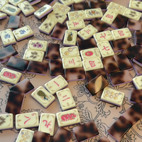Jeu de cartes de mahjong en acrylique peint à la main, motif écaille de tortue, style moderne américain Eloise, luxe élégant, cadeau de jeu, 160 pièces, 4 joueurs