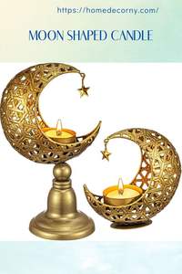 Centre de table de Ramadan islamique fini or et noir avec lanterne en métal pour une ambiance festive - Product Image 4