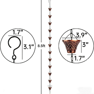 Cadena de Lluvia Resistente para Exteriores, para Canaletas de Techo, Cadena de Drenaje Colgante Decorativa de Metal Resistente - Product Image 3