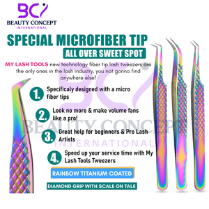 Rainbow Plasma Color Diamond Texture Lash Extension Tweezers 45 90 Degree Stainless Steel Material Eyelash Extension Tweezers - Product Image 2