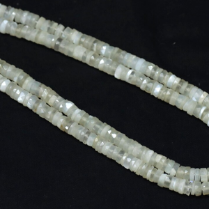 AAA ไข่มุกมูนสโตนสีขาวลูกปัด heishi: พลอยยางเหลี่ยมเพชรพลอย5-8มม. - Product Image 3