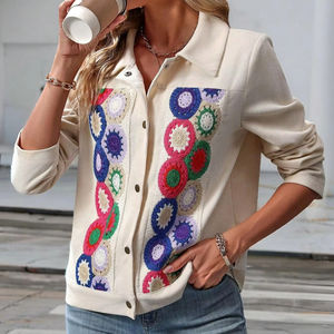 Bata de algodón indio Suzani bordada a mano, chaqueta, abrigo para mujer, patrón Floral, botón, regalo de invierno, estilo corto, logotipo frontal - Product Image 1