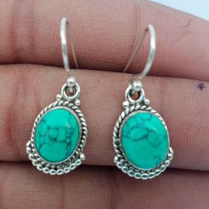 Pendientes colgantes de piedras preciosas turquesa de Plata de Ley 925 al por mayor para mujeres y niñas, joyería de fiesta bonita - Product Image 4