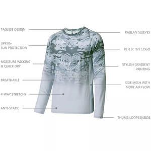 เสื้อตกปลาแขนยาวสำหรับผู้ชาย UPF 50ระบายอากาศได้ดีมีโลโก้ตามสั่งสไตล์ใหม่ - Product Image 3